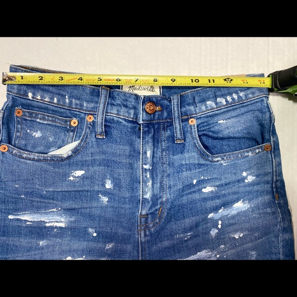 Madewell The High Rise Slim Boyfriend With White Paint Splater NWT Size 26 - Picture 14 of 16